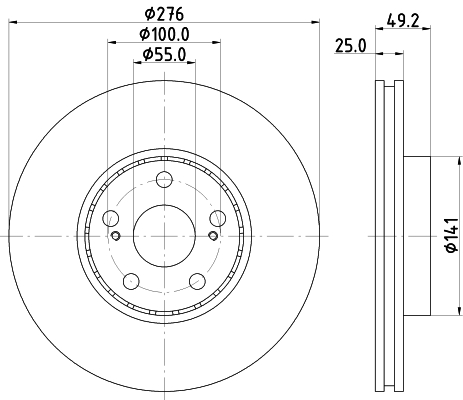 DON Bremseskive pcd15462 276mm 25mm for TOYOTA