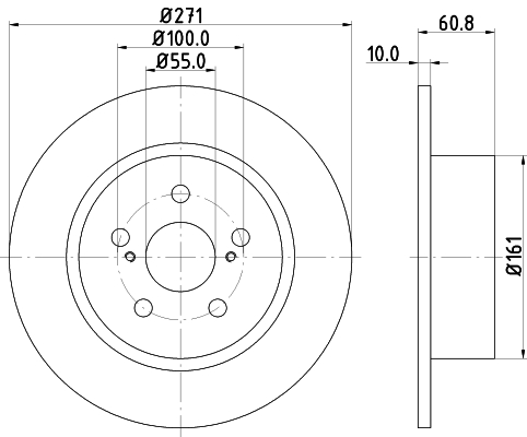 DON Bremseskive pcd14832 271mm 10mm for TOYOTA