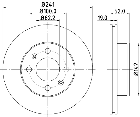 DON Bremseskive pcd21142 241mm 19mm for HYUNDAI