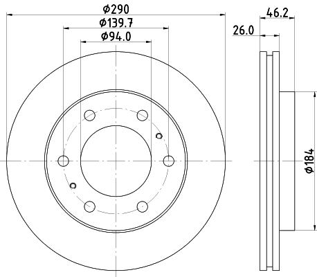 DON Bremseskive pcd18812 290mm 26mm for MITSUBISHI