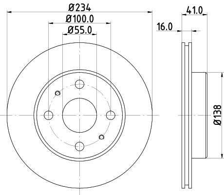 DON Bremseskive pcd13842 234mm 16mm for DAIHATSU