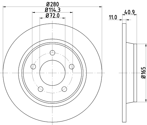 DON Bremseskive pcd12992 280mm 11mm for MITSUBISHI MAZDA