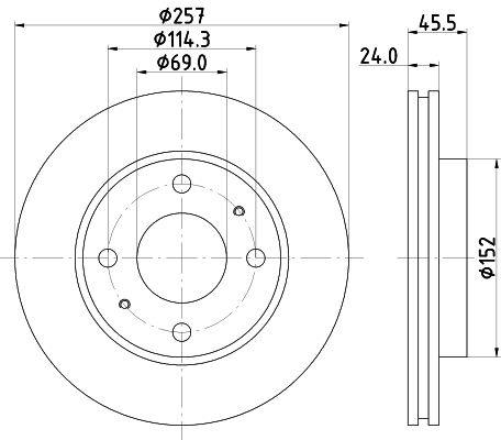 DON Bremseskive pcd13612 257mm 24mm for HYUNDAI KIA
