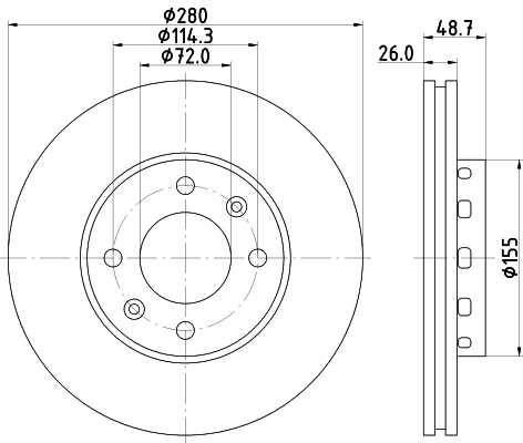 DON Bremseskive pcd21152 280mm 26mm for KIA