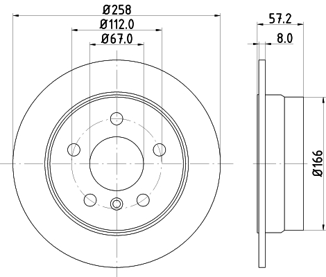 DON Bremseskive pcd18272 258mm 8mm for MERCEDES-BENZ