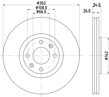 DON Bremseskive pcd11842 302mm 26mm for PEUGEOT CITROËN