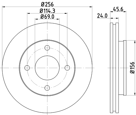 DON Bremseskive pcd11282 256mm 24mm for MITSUBISHI SMART