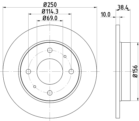 DON Bremseskive pcd11892 250mm 10mm for MITSUBISHI SMART