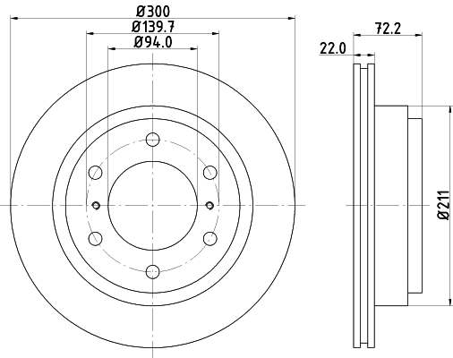 DON Bremseskive pcd12762 300mm 22mm for MITSUBISHI