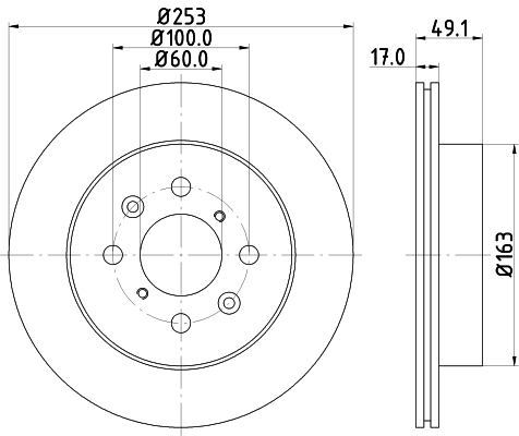 DON Bremseskive pcd11312 253mm 17mm for OPEL SUZUKI