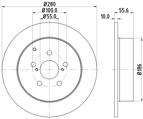 DON Bremseskive pcd18692 280mm 10mm for TOYOTA