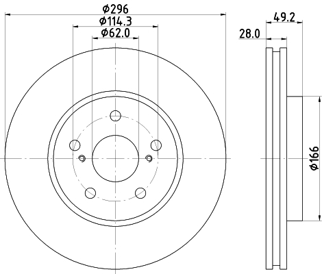 DON Bremseskive pcd20742 296mm 28mm for TOYOTA LEXUS TOYOTA (GAC)