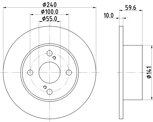 DON Bremseskive pcd14772 240mm 10mm for TOYOTA