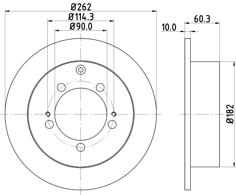 DON Bremseskive pcd12652 262mm 10mm for MITSUBISHI