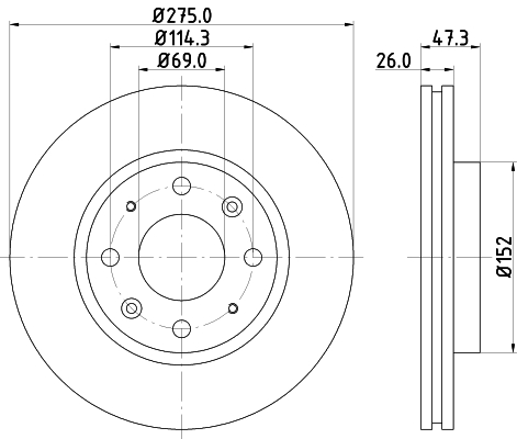 DON Bremseskive pcd20702 275mm 26mm for MERCEDES-BENZ KIA