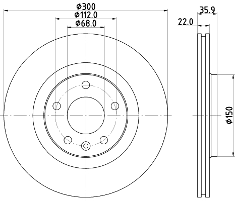 DON Bremseskive pcd15892 300mm 22mm for VW
