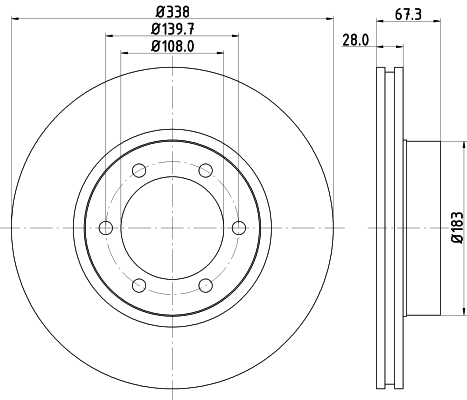 DON Bremseskive pcd13412 338mm 28mm for TOYOTA LEXUS
