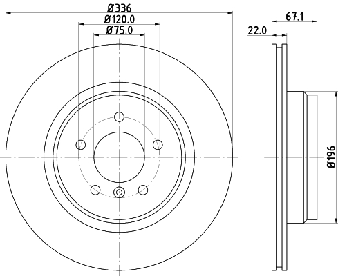 DON Bremseskive pcd11722 336mm 22mm for BMW