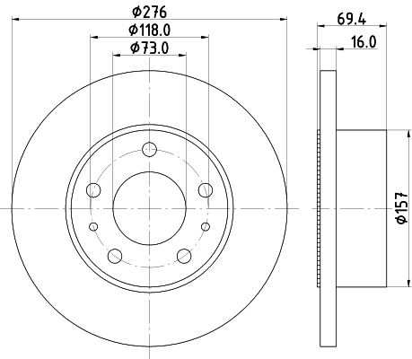 DON Bremseskive pcd18102 276mm 16mm for IVECO