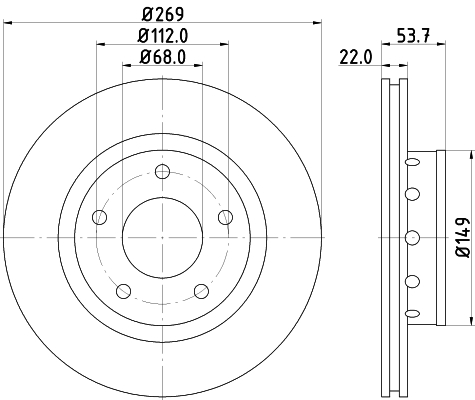 DON Bremseskive pcd14432 269mm 22mm for VW SKODA