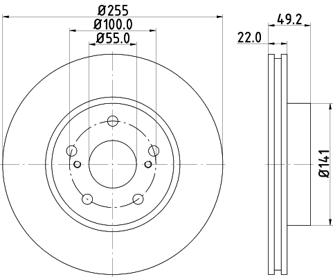 DON Bremseskive pcd18502 255mm 22mm for TOYOTA