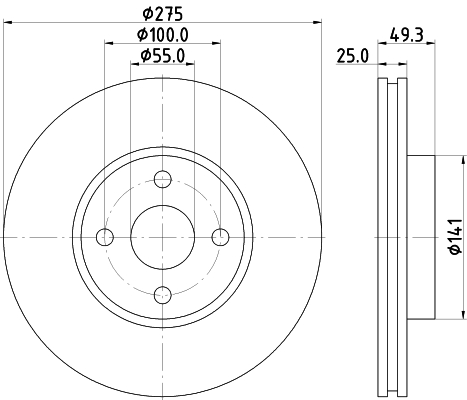 DON Bremseskive pcd15852 275mm 25mm for TOYOTA (FAW) TOYOTA