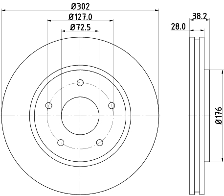 DON Bremseskive pcd12532 302mm 28mm for SKODA CHRYSLER DODGE FIAT VW