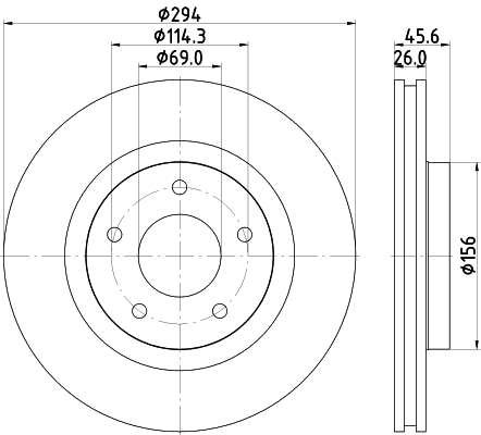 DON Bremseskive pcd11502 294mm 26mm for PEUGEOT CHRYSLER LANCIA MITSUBISHI JEEP
