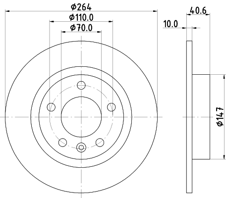 DON Bremseskive pcd14402 264mm 10mm for OPEL