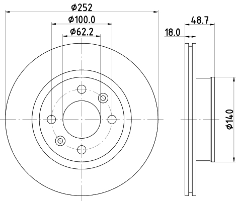 DON Bremseskive pcd14992 252mm 18mm for HYUNDAI KIA