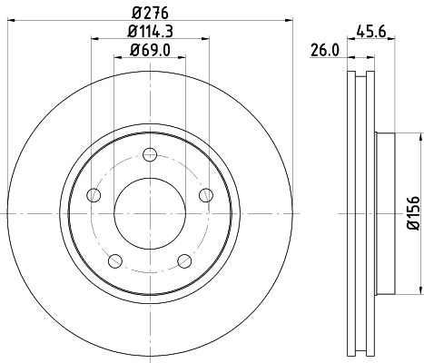 DON Bremseskive pcd12162 276mm 26mm for MITSUBISHI DODGE