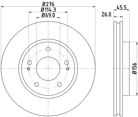 DON Bremseskive pcd13982 276mm 26mm for MITSUBISHI