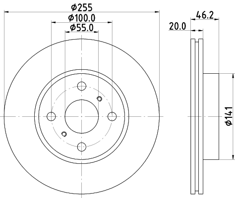 DON Bremseskive pcd21342 255mm 20mm for ASTON MARTIN