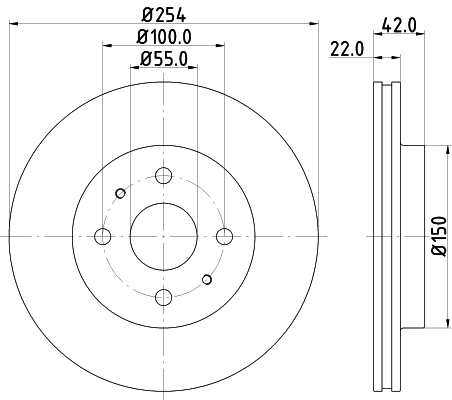 DON Bremseskive pcd13672 254mm 22mm for DAIHATSU