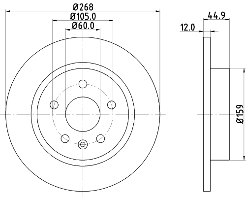 DON Bremseskive pcd11602 268mm 12mm for VAUXHALL OPEL CHEVROLET
