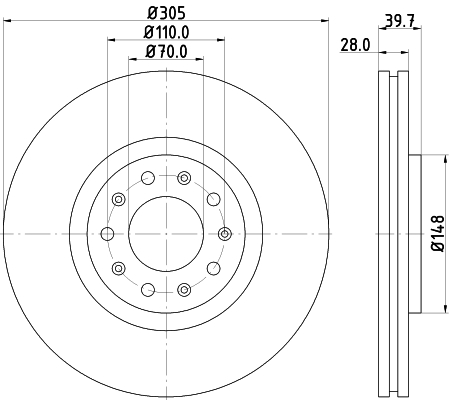 DON Bremseskive pcd13632 305mm 28mm for ALFA ROMEO FIAT CHRYSLER