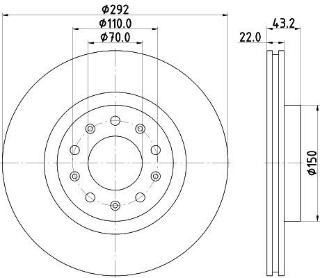 DON Bremseskive pcd14482 292mm 22mm for ALFA ROMEO