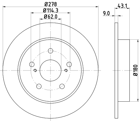 DON Bremseskive pcd14452 278mm 9mm for SUZUKI