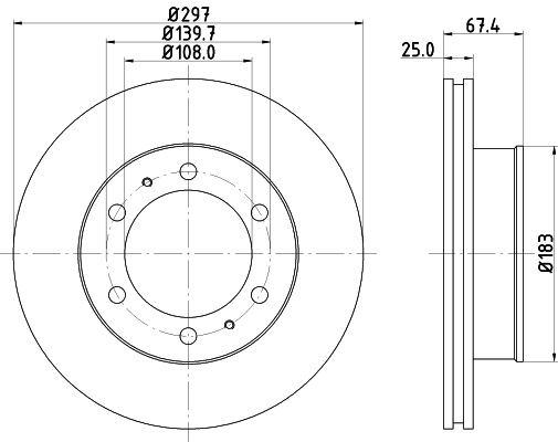 DON Bremseskive pcd13722 297mm 25mm for TOYOTA