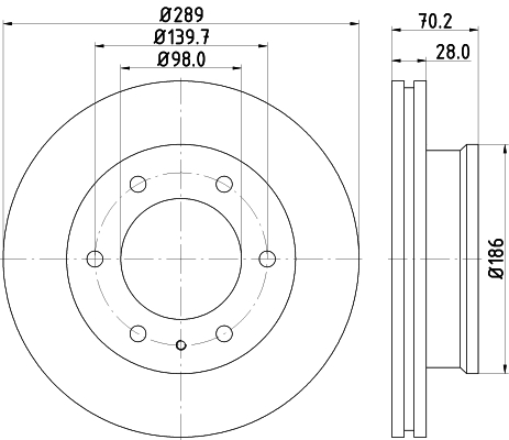 DON Bremseskive pcd13652 288mm 28mm for FORD FORD USA MAZDA