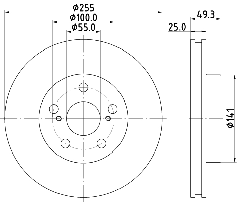 DON Bremseskive pcd19082 255mm 25mm for LEXUS