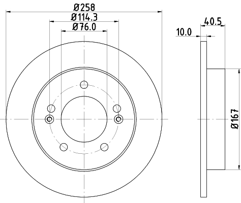 DON Bremseskive pcd18872 258mm 10mm for HYUNDAI