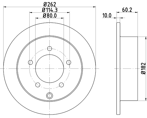 DON Bremseskive pcd11372 262mm 10mm for MITSUBISHI