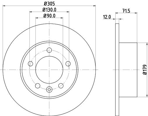 DON Bremseskive pcd19552 305mm 12mm for OPEL VAUXHALL NISSAN RENAULT