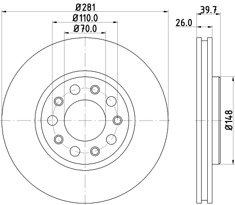 DON Bremseskive pcd14122 281mm 26mm for ALFA ROMEO FIAT JEEP