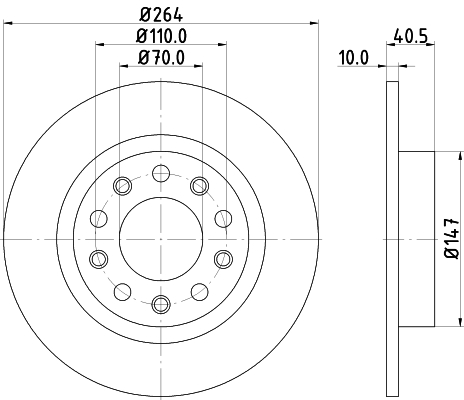 DON Bremseskive pcd13582 264mm 10mm for ALFA ROMEO FIAT DODGE