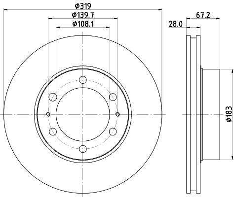 DON Bremseskive pcd15212 319mm 28mm for ALFA ROMEO TOYOTA