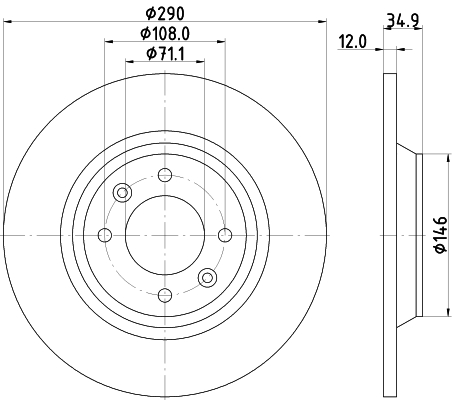 DON Bremseskive pcd14802 290mm 12mm for CITROËN DS PEUGEOT PEUGEOT (DF-PSA)