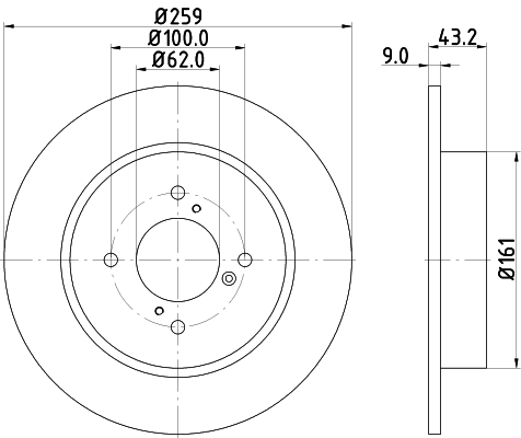 DON Bremseskive pcd13322 259mm 9mm for SUZUKI