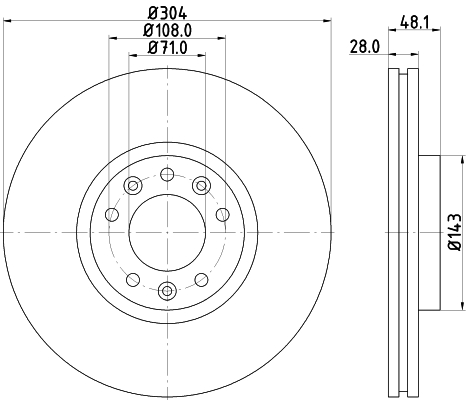 DON Bremseskive pcd20812 304mm 28mm for CITROËN VAUXHALL IVECO PEUGEOT TOYOTA CITROËN (DF-PSA)
